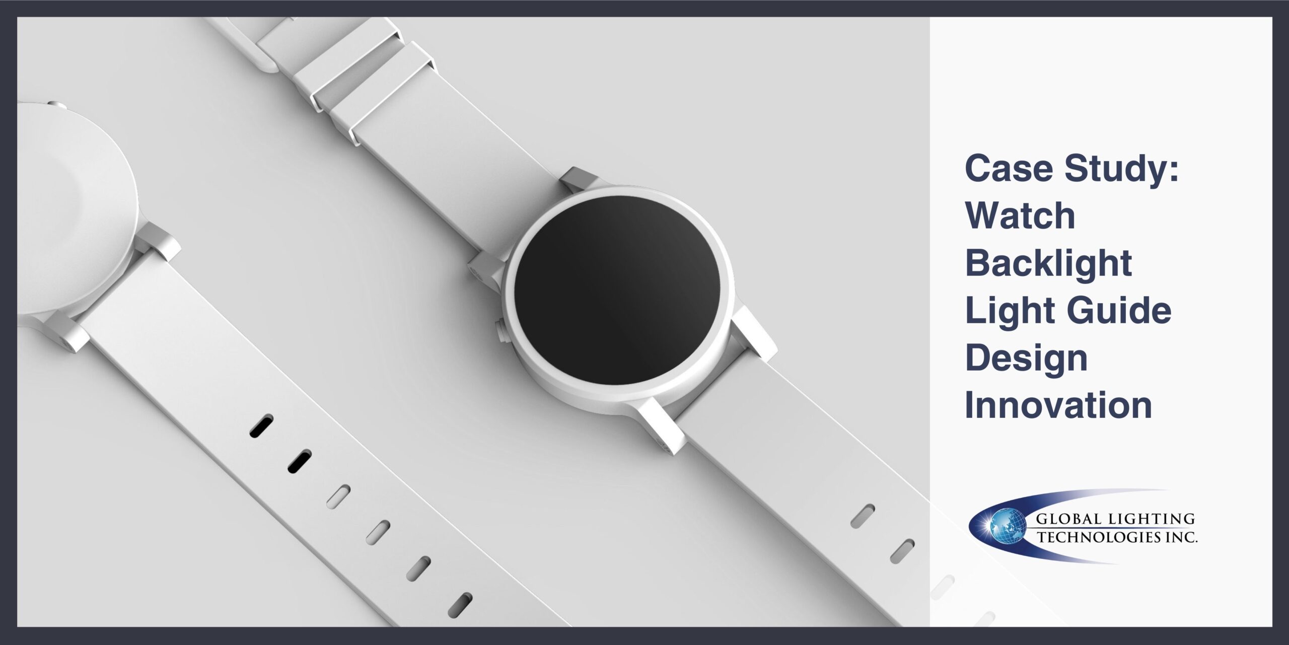 A light guide design case study header showing a smartwatch on a white table